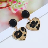 Leopard Leather Heart Earrings main image 5