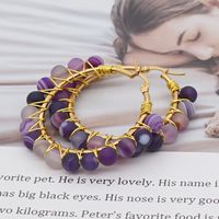 Simple Amethyst Agate Natural Stone Large Hoop Earrings sku image 4