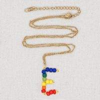 Stainless Steel Pendant Rainbow Beaded 26 Letter Necklace sku image 6