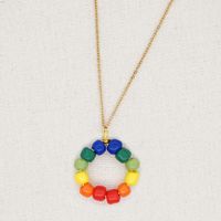 Stainless Steel Pendant Rainbow Beaded 26 Letter Necklace sku image 15