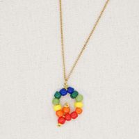 Stainless Steel Pendant Rainbow Beaded 26 Letter Necklace sku image 17