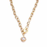 Alloy Thick Chain Pearl Pendant Necklace sku image 1
