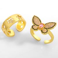 Butterfly Micro-inlaid Zircon Open Ring main image 1