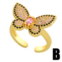 Butterfly Micro-inlaid Zircon Open Ring main image 4