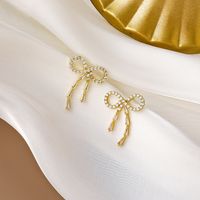 Fashion New Zircon Bow Earrings sku image 1