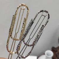 Korean Simple Diamond-studded Paper Clip Shape Hair Clip main image 3