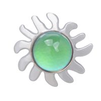 Retro Fashion Sun Ray Gemstone Temperature-sensing Opening Ring main image 3