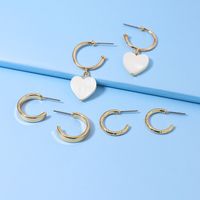 Fashion Shell Metal Earrings 3 Pairs Set main image 4