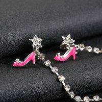 Fashion Pink High Heels Diamond Earrings main image 3