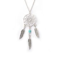 Boho Turquoise Tassel Feather Necklace main image 6