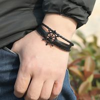 Punk Fashion Black Braided Leather Bracelet main image 6
