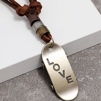 Simple Retro Love Scooter Pendant Adjustable Leather Necklace main image 5