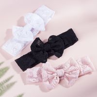 Children's Baby Lace Rabbit Ears Solid Color Bow Headband main image 6