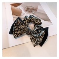 Korea Retro Chiffon Double Bow Leopard Print Hair Scrunchies sku image 1