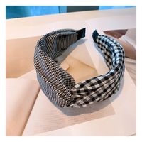 Korea Retro Cotton Plaid Stitching Double-layer Big Bow Headband sku image 1