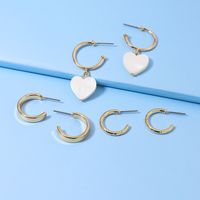 Fashion Shell Metal Earrings 3 Pairs Set sku image 1