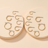 Fashion C-shaped Earrings 7 Pairs Set sku image 1