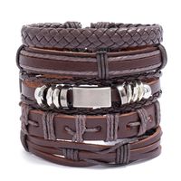 Retro Woven Leather Bracelet Set sku image 1