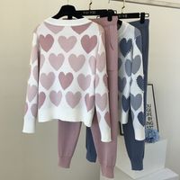 New Fashion Beaded Sweet Love Printed Sweater Two-piece Suit main image 4