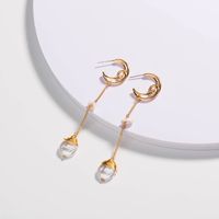 Fashion Simple Tassel Moon Pearl Earrings main image 3