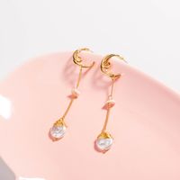 Fashion Simple Tassel Moon Pearl Earrings main image 5