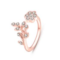 Fashion Diamond Leaves Flowers Opening Ring main image 4
