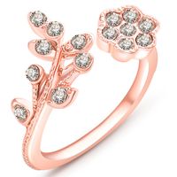 Fashion Diamond Leaves Flowers Opening Ring main image 6