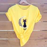 In Stock! Cross-border  Hot European And American Women's Clothing Top Valentine's Day Cat Short-sleeved T-shirt For Women main image 1