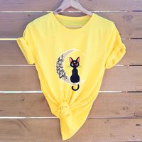 In Stock! Cross-border  Hot European And American Women's Clothing Top Valentine's Day Cat Short-sleeved T-shirt For Women main image 6