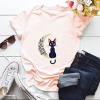 In Stock! Cross-border  Hot European And American Women's Clothing Top Valentine's Day Cat Short-sleeved T-shirt For Women main image 4