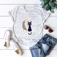 In Stock! Cross-border  Hot European And American Women's Clothing Top Valentine's Day Cat Short-sleeved T-shirt For Women main image 5