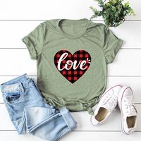 In Stock! Cross-border  Hot European And American Women's Clothing Top Valentine's Day Love Short-sleeved T-shirt For Women main image 1