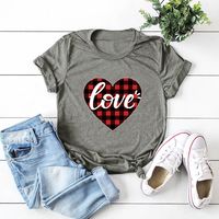 In Stock! Cross-border  Hot European And American Women's Clothing Top Valentine's Day Love Short-sleeved T-shirt For Women main image 3