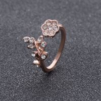 Fashion Diamond Leaves Flowers Opening Ring sku image 1