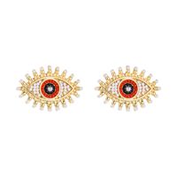 Retro Devil's Eye Alloy Inlaid Pearl Rhinestone Earrings main image 6