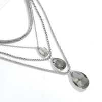 Creative Drop-shaped Glass Pendant Metal Necklace main image 4