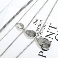 Creative Drop-shaped Glass Pendant Metal Necklace main image 5
