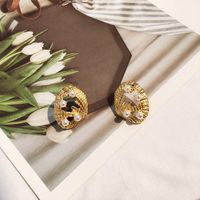 Fashion Pearl Creative Hollow Scallop Alloy Earrings main image 6