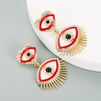 Alloy Inlaid Rhinestone Devil's Eye Earrings sku image 1