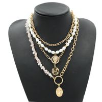 Multilayer Fashion Creative Ethnic Style Pearl Stone Necklace sku image 1