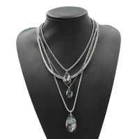 Creative Drop-shaped Glass Pendant Metal Necklace sku image 1