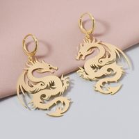 Fashion Metal Dragon Earrings sku image 1