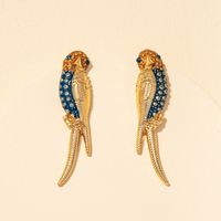 Boucles D&#39;oreilles D&#39;oiseaux Peints En Métal De Mode sku image 1