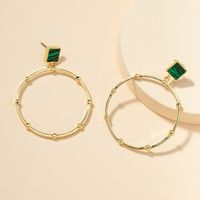New Fashion Turquoise Metal Hoop Earrings sku image 1