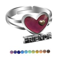 Heart-shaped Best Frends Temperature-sensing Color Change Opening Ring sku image 1