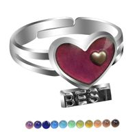 Heart-shaped Best Frends Temperature-sensing Color Change Opening Ring sku image 2