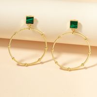 New Fashion Turquoise Metal Hoop Earrings main image 4
