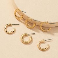 Fashion Metal C-shaped Small Earrings 3 Pairs Set main image 2