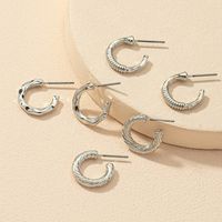 Fashion Metal C-shaped Small Earrings 3 Pairs Set main image 3