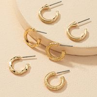 Fashion Metal C-shaped Small Earrings 3 Pairs Set main image 5
